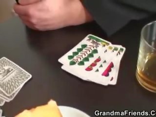 Granny plays strip poker then gets double .