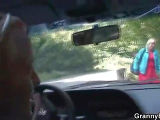 Old harlot gets nailed in the car by a stranger