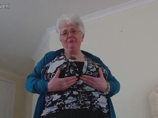 Big Breasted British Granny Playing with Herself: xxx movie 53