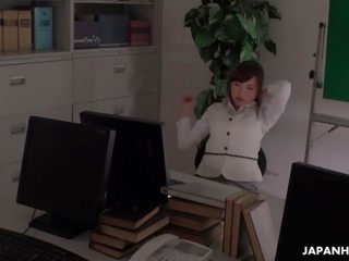 Office Worker getting some Juice up as her Work gets Boring