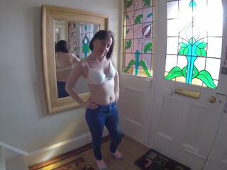Slim Young Wife Strips Nude in Jeans, HD x rated clip 13